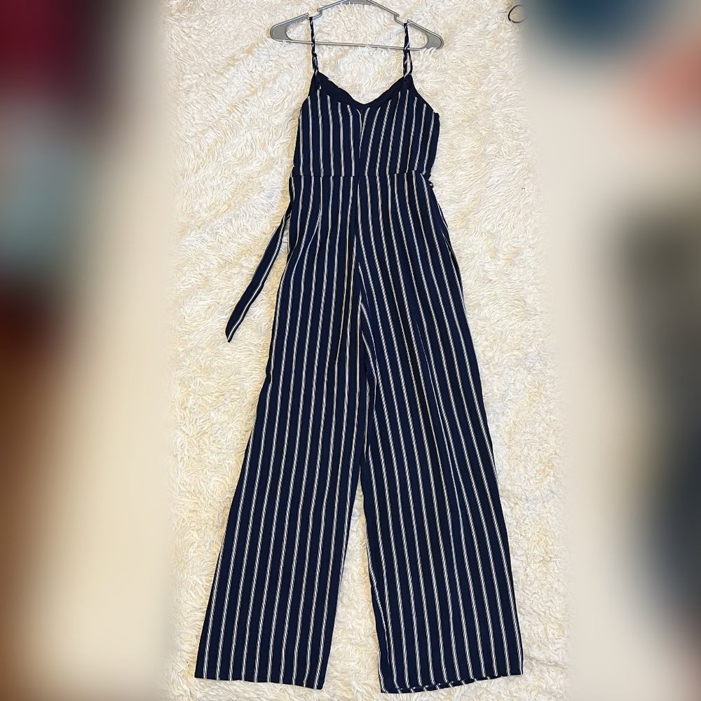 Blue Pinstripe Jumpsuit